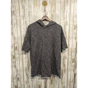 Lularoe Heathered Gray Frankie Oversized Short Sleeved Hoodie Top Large